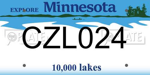 CZL024 Minnesota License Plate