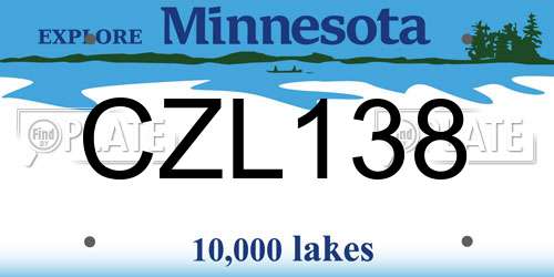 CZL138 Minnesota License Plate