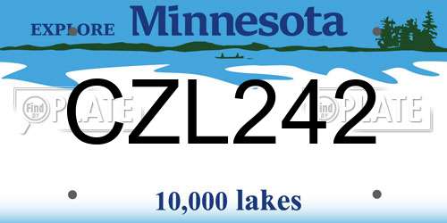 CZL242 Minnesota License Plate