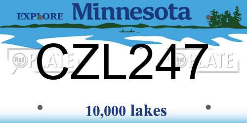 CZL247 Minnesota License Plate