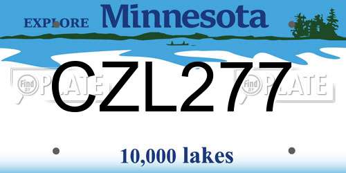 CZL277 Minnesota License Plate