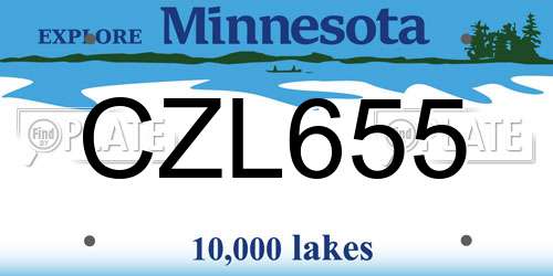 CZL655 Minnesota License Plate