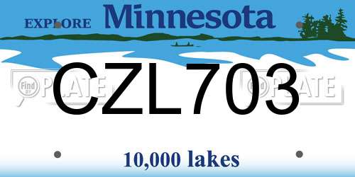 CZL703 Minnesota License Plate