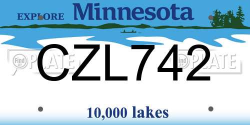 CZL742 Minnesota License Plate