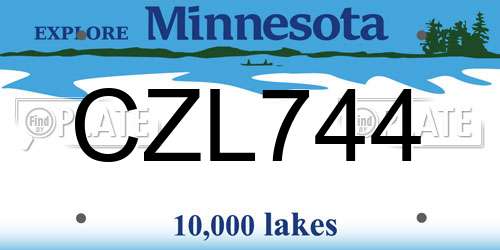 CZL744 Minnesota License Plate