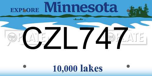 CZL747 Minnesota License Plate