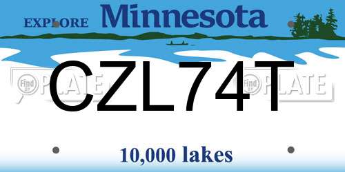 CZL74T Minnesota License Plate