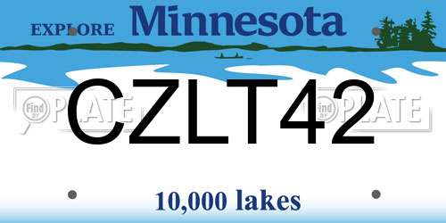 CZLT42 Minnesota License Plate