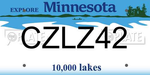 CZLZ42 Minnesota License Plate