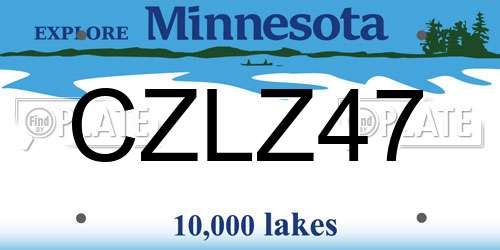 CZLZ47 Minnesota License Plate