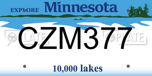 CZM377 Minnesota License Plate
