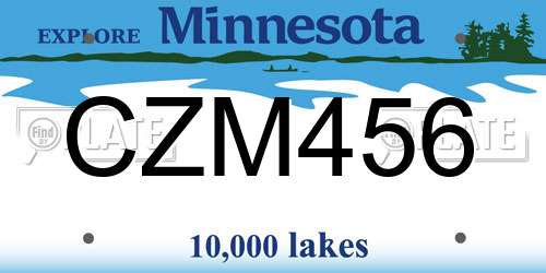 CZM456 Minnesota License Plate