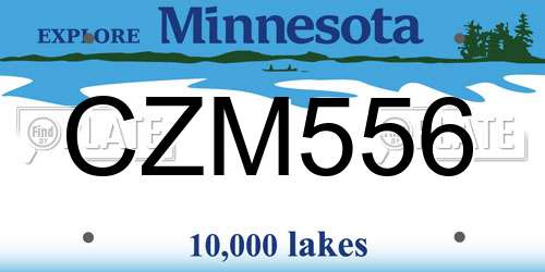 CZM556 Minnesota License Plate