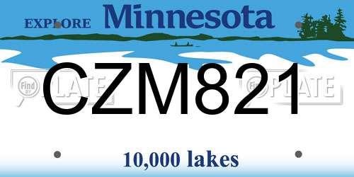 CZM821 Minnesota License Plate