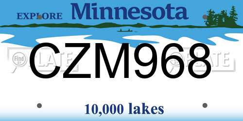 CZM968 Minnesota License Plate