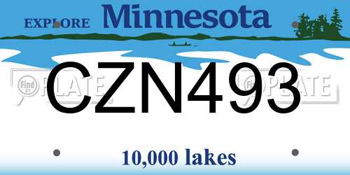 CZN493 Minnesota License Plate