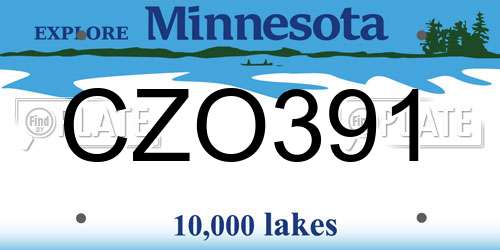CZO391 Minnesota License Plate