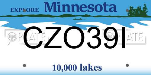 CZO39I Minnesota License Plate