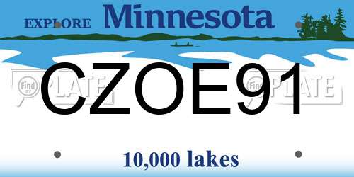 CZOE91 Minnesota License Plate