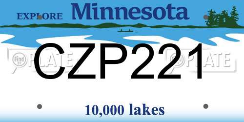 CZP221 Minnesota License Plate