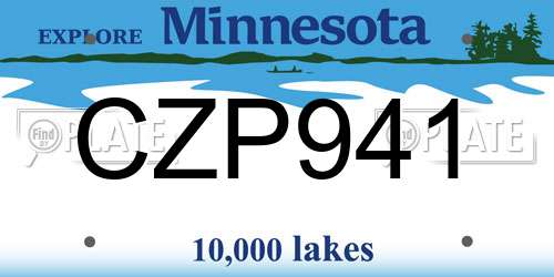 CZP941 Minnesota License Plate