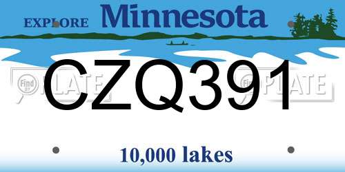 CZQ391 Minnesota License Plate