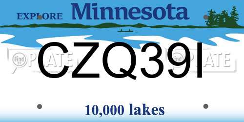 CZQ39I Minnesota License Plate