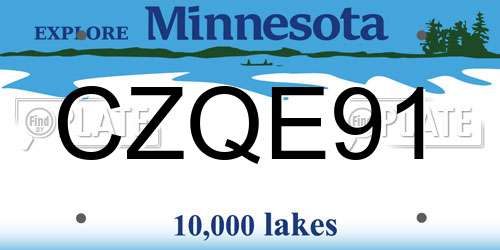 CZQE91 Minnesota License Plate