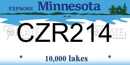 CZR214 Minnesota License Plate