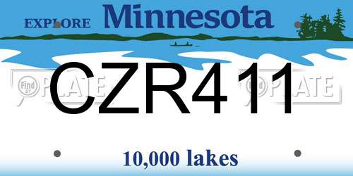 CZR411 Minnesota License Plate