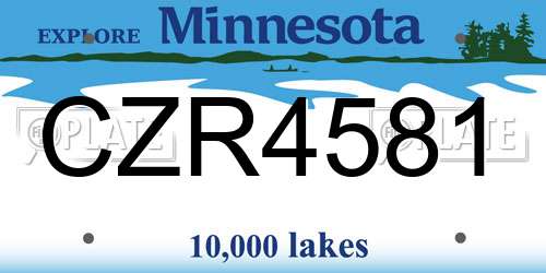CZR4581 Minnesota License Plate