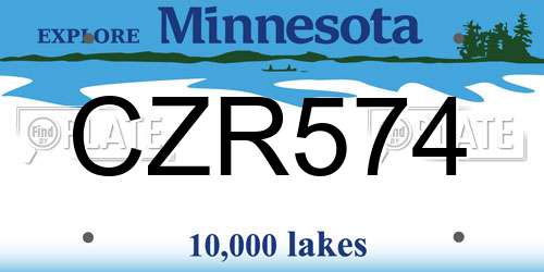 CZR574 Minnesota License Plate