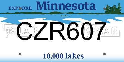 CZR607 Minnesota License Plate