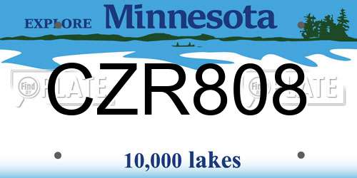 CZR808 Minnesota License Plate