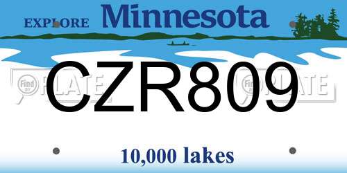 CZR809 Minnesota License Plate