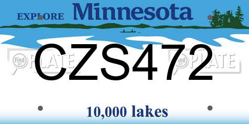 CZS472 Minnesota License Plate