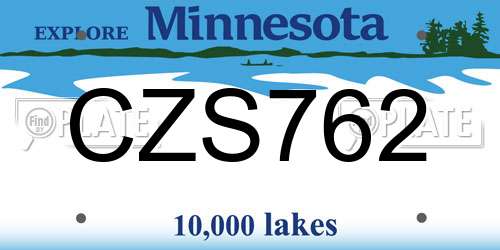 CZS762 Minnesota License Plate