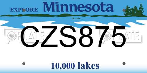 CZS875 Minnesota License Plate