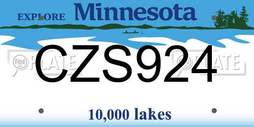 CZS924 Minnesota License Plate