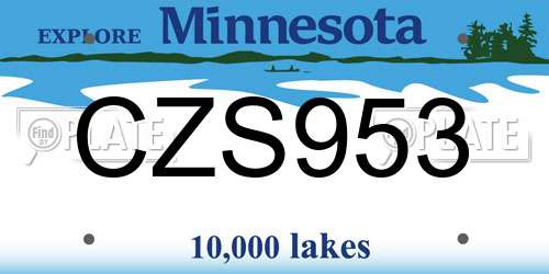 CZS953 Minnesota License Plate