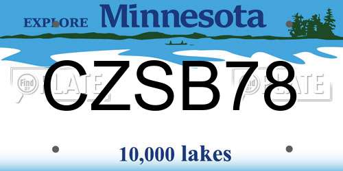 CZSB78 Minnesota License Plate