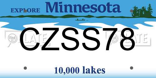 CZSS78 Minnesota License Plate