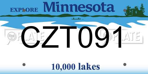 CZT091 Minnesota License Plate