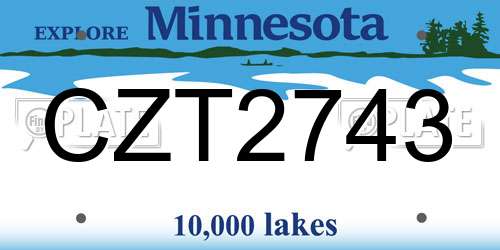CZT2743 Minnesota License Plate