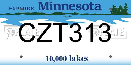 CZT313 Minnesota License Plate
