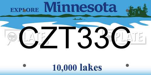 CZT33C Minnesota License Plate