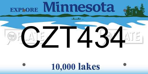 CZT434 Minnesota License Plate