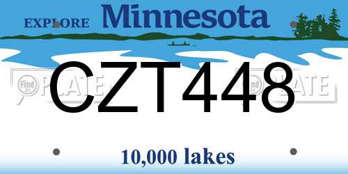 CZT448 Minnesota License Plate