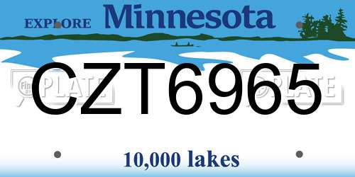 CZT6965 Minnesota License Plate