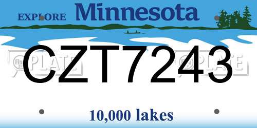 CZT7243 Minnesota License Plate